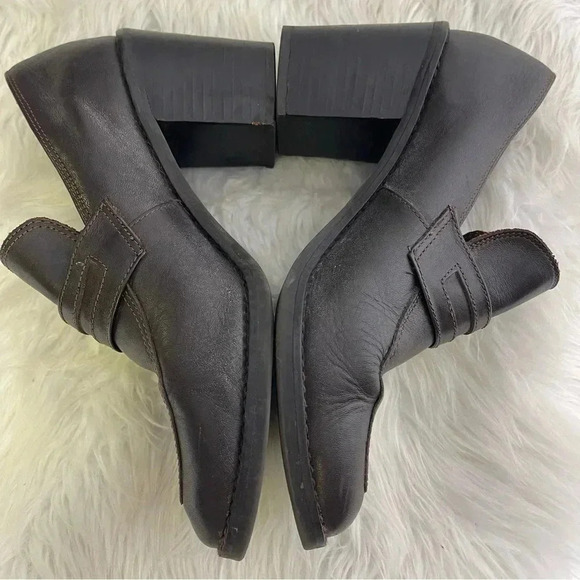 Steve Madden Brown Leather Penny Loafer Heel Shoes y2k Size 8.5 - Picture 8 of 9